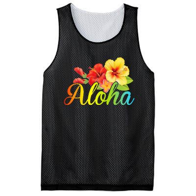 Aloha Hawaiian Flower Hawaii Vacation Mesh Reversible Basketball Jersey Tank