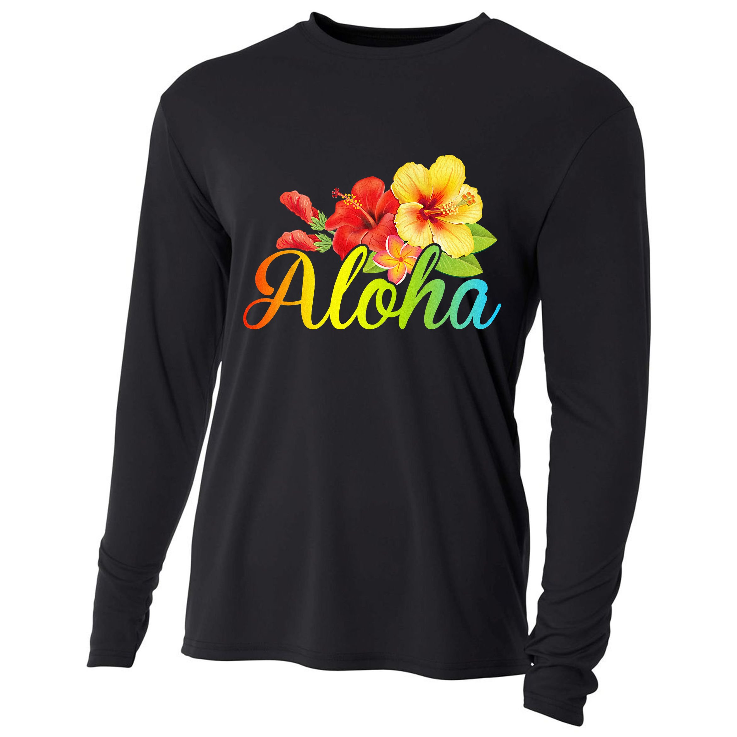 Aloha Hawaiian Flower Hawaii Vacation Cooling Performance Long Sleeve Crew