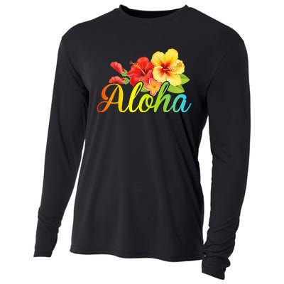 Aloha Hawaiian Flower Hawaii Vacation Cooling Performance Long Sleeve Crew