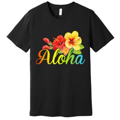 Aloha Hawaiian Flower Hawaii Vacation Premium T-Shirt