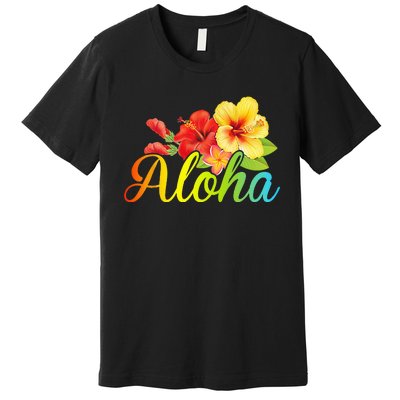 Aloha Hawaiian Flower Hawaii Vacation Premium T-Shirt