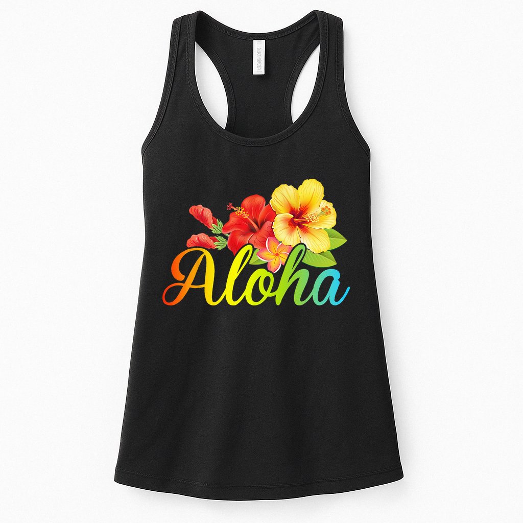 Aloha Hawaiian Flower Hawaii Vacation Womens Tank Top