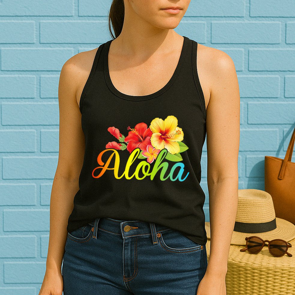 Aloha Hawaiian Flower Hawaii Vacation Womens Tank Top
