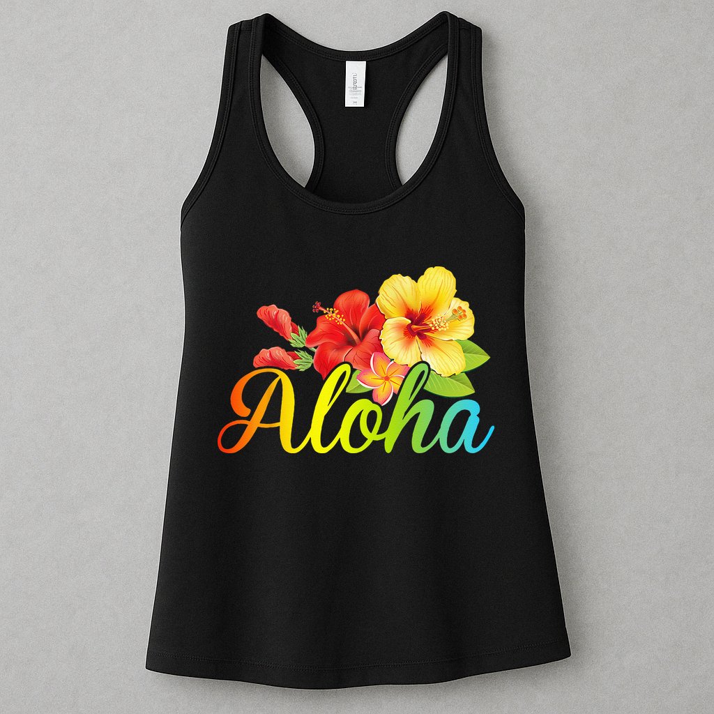 Aloha Hawaiian Flower Hawaii Vacation Womens Tank Top