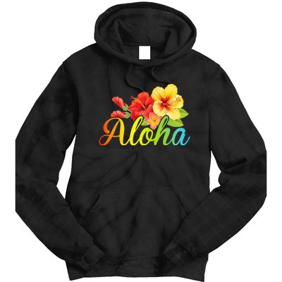 Aloha Hawaiian Flower Hawaii Vacation Tie Dye Hoodie