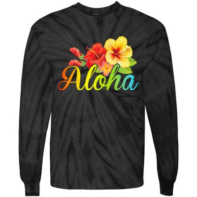 Aloha Hawaiian Flower Hawaii Vacation Tie-Dye Long Sleeve Shirt