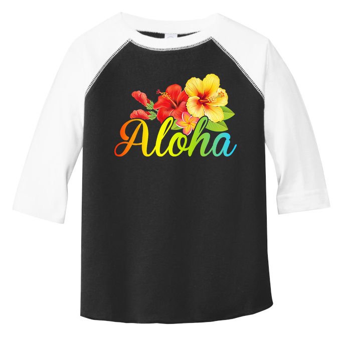 Aloha Hawaiian Flower Hawaii Vacation Toddler Fine Jersey T-Shirt