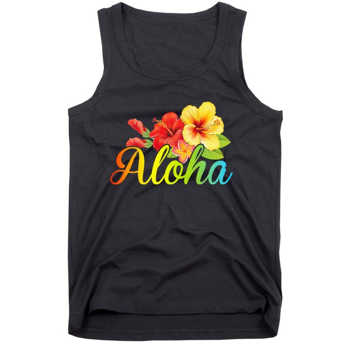 Aloha Hawaiian Flower Hawaii Vacation Tank Top