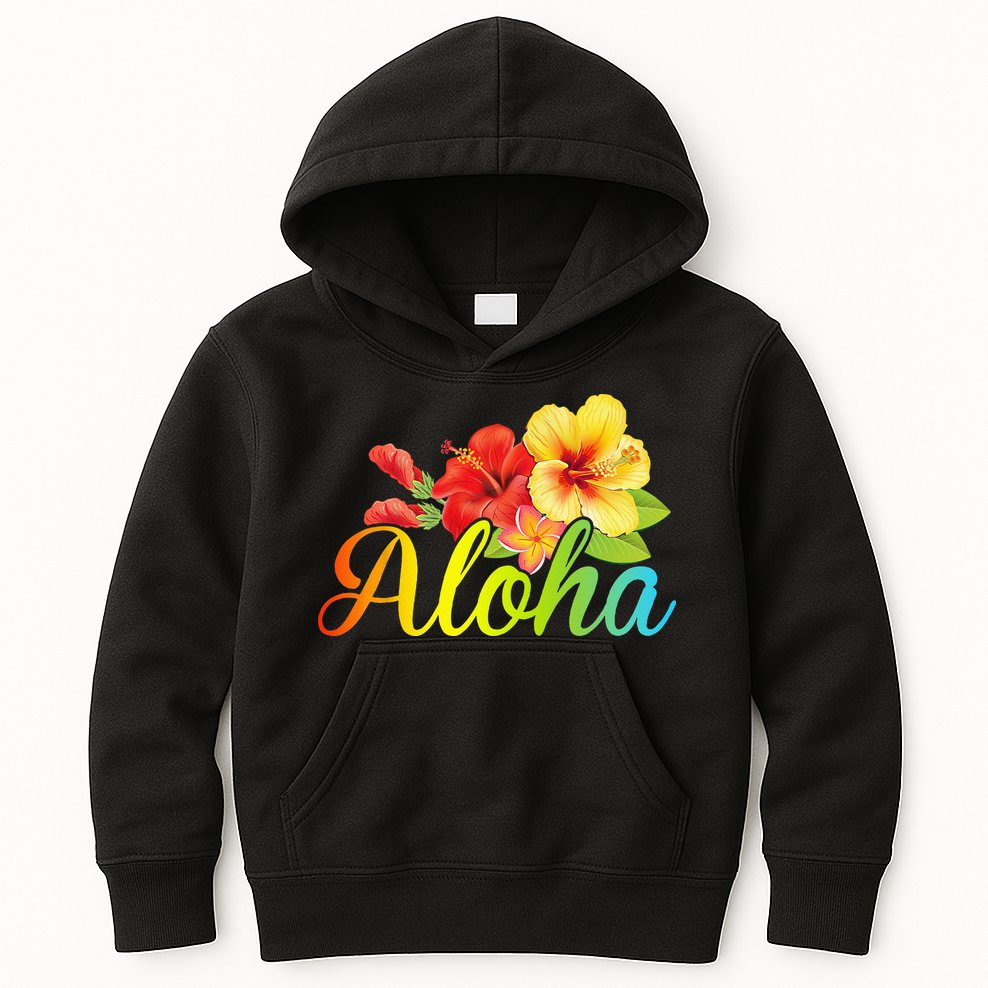 Aloha Hawaiian Flower Hawaii Vacation Kids Hoodie