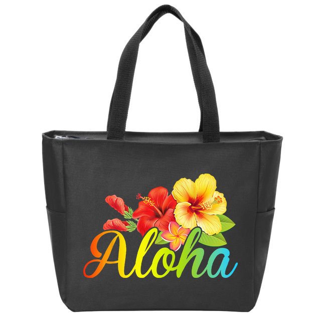 Aloha Hawaiian Flower Hawaii Vacation Zip Tote Bag