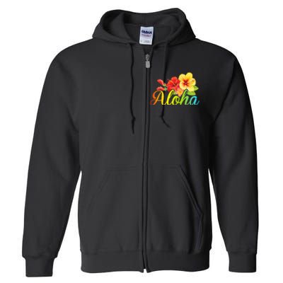 Aloha Hawaiian Flower Hawaii Vacation Full Zip Hoodie