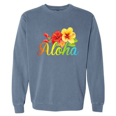 Aloha Hawaiian Flower Hawaii Vacation Garment-Dyed Sweatshirt