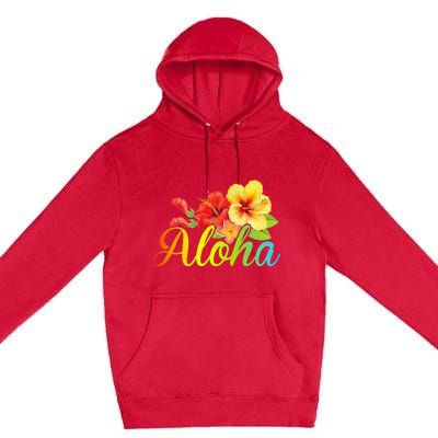 Aloha Hawaiian Flower Hawaii Vacation Premium Pullover Hoodie