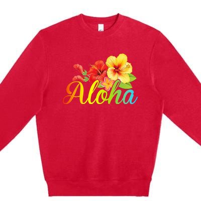 Aloha Hawaiian Flower Hawaii Vacation Premium Crewneck Sweatshirt