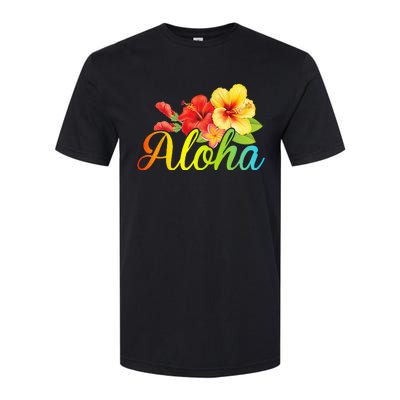 Aloha Hawaiian Flower Hawaii Vacation Softstyle CVC T-Shirt