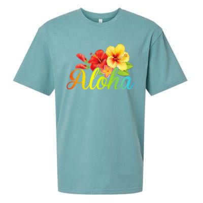 Aloha Hawaiian Flower Hawaii Vacation Sueded Cloud Jersey T-Shirt