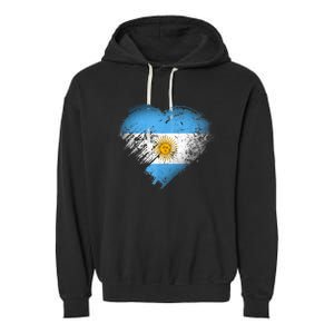 Argentina Heart Flag Soccer Football Argentinian Sun Of May Garment-Dyed Fleece Hoodie