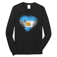 Argentina Heart Flag Soccer Football Argentinian Sun Of May Long Sleeve Shirt