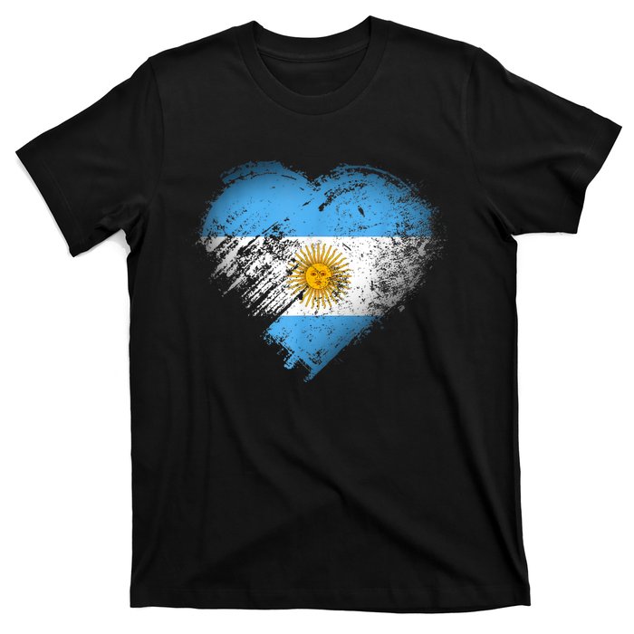 Argentina Heart Flag Soccer Football Argentinian Sun Of May T-Shirt