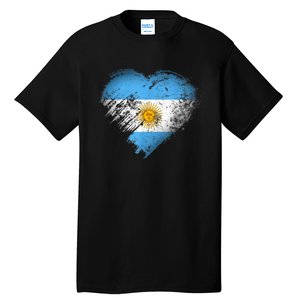 Argentina Heart Flag Soccer Football Argentinian Sun Of May Tall T-Shirt