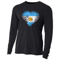 Argentina Heart Flag Soccer Football Argentinian Sun Of May Cooling Performance Long Sleeve Crew