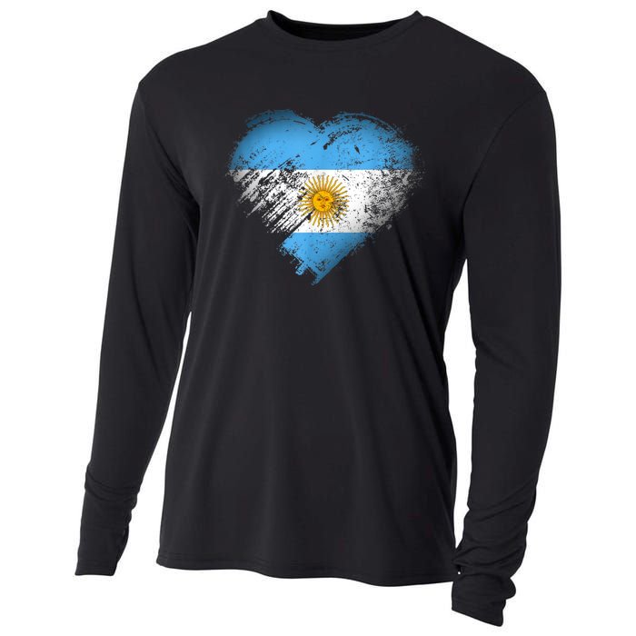 Argentina Heart Flag Soccer Football Argentinian Sun Of May Cooling Performance Long Sleeve Crew