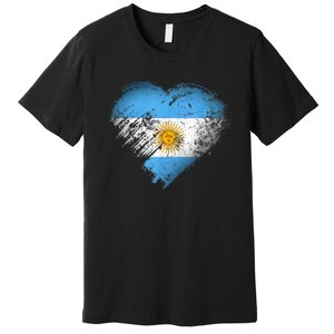 Argentina Heart Flag Soccer Football Argentinian Sun Of May Premium T-Shirt