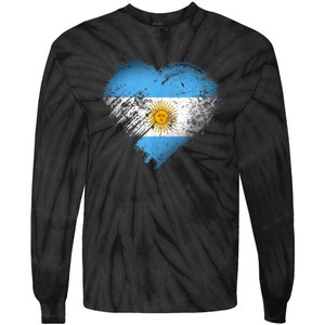 Argentina Heart Flag Soccer Football Argentinian Sun Of May Tie-Dye Long Sleeve Shirt