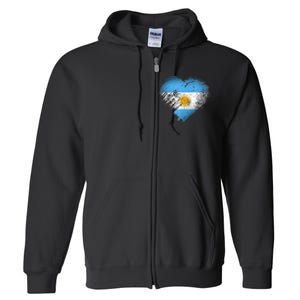 Argentina Heart Flag Soccer Football Argentinian Sun Of May Full Zip Hoodie