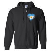 Argentina Heart Flag Soccer Football Argentinian Sun Of May Full Zip Hoodie