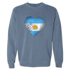 Argentina Heart Flag Soccer Football Argentinian Sun Of May Garment-Dyed Sweatshirt