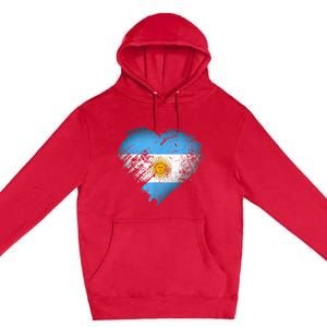 Argentina Heart Flag Soccer Football Argentinian Sun Of May Premium Pullover Hoodie