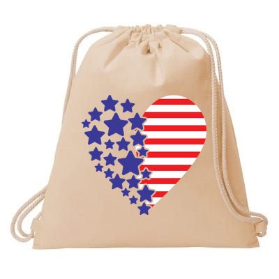 American Heart Flag Drawstring Bag