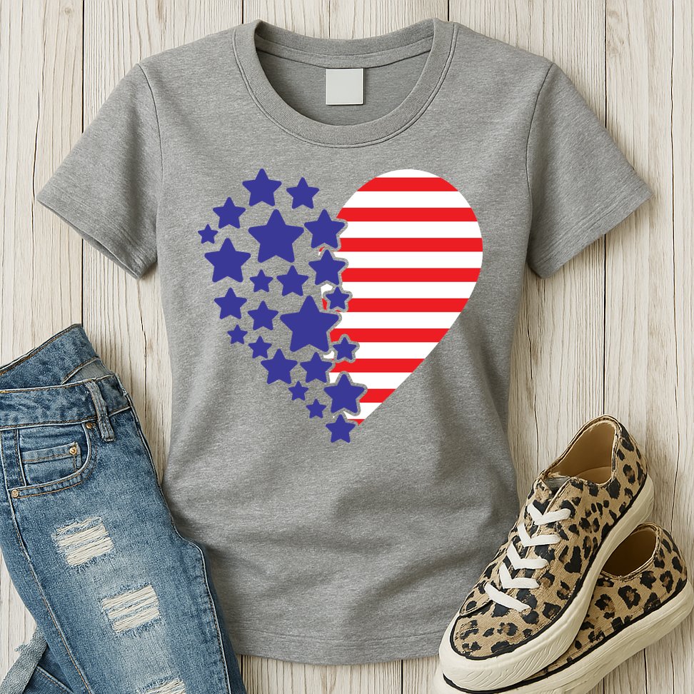 American Heart Flag Womens T-Shirt