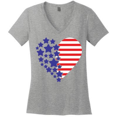 American Heart Flag Women's V-Neck T-Shirt