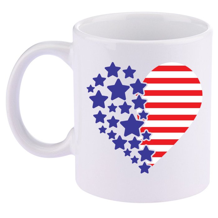 American Heart Flag 11oz C Handle Ceramic Mug