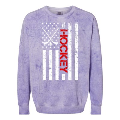 American Hockey Flag Vintage Colorblast Crewneck Sweatshirt