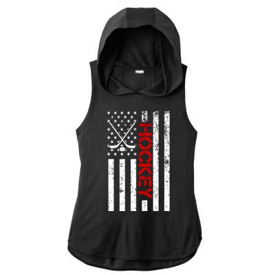 American Hockey Flag Vintage Ladies PosiCharge Tri-Blend Wicking Draft Hoodie Tank