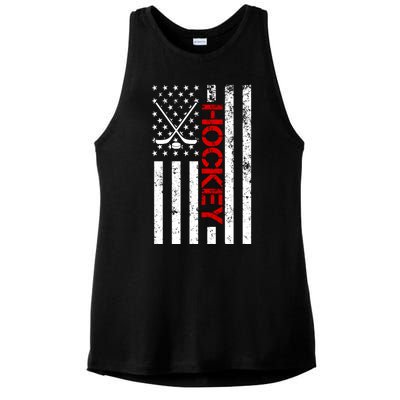 American Hockey Flag Vintage Ladies PosiCharge Tri-Blend Wicking Tank