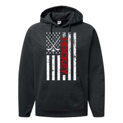 American Hockey Flag Vintage Performance Fleece Hoodie