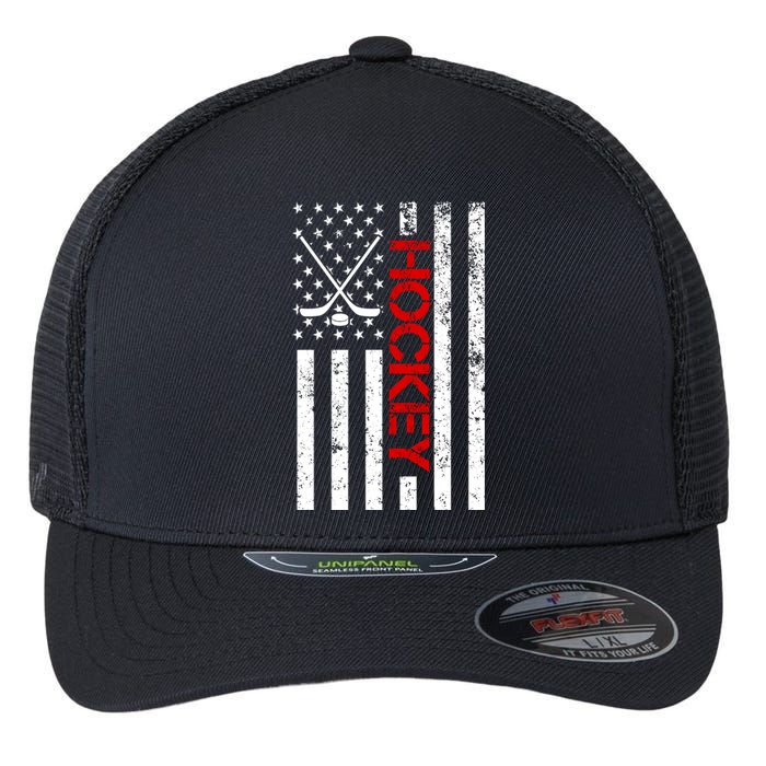 American Hockey Flag Vintage Flexfit Unipanel Trucker Cap