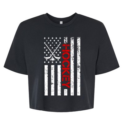 American Hockey Flag Vintage Bella+Canvas Jersey Crop Tee