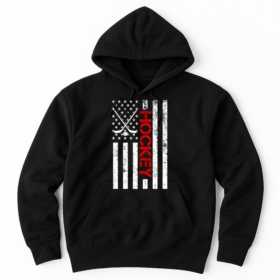 American Hockey Flag Vintage Hoodie