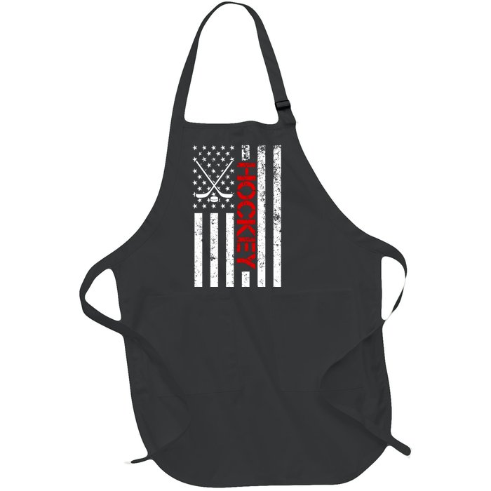 American Hockey Flag Vintage Full-Length Apron With Pockets