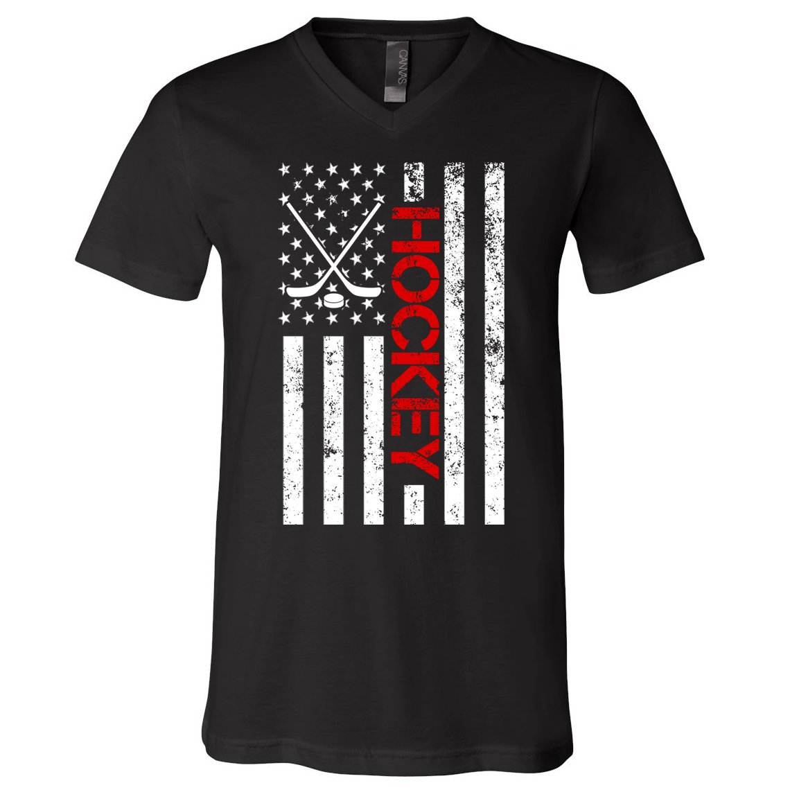 American Hockey Flag Vintage V-Neck T-Shirt