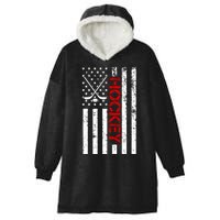 American Hockey Flag Vintage Hooded Wearable Blanket