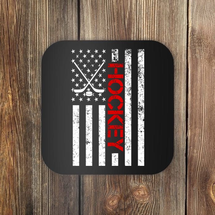 American Hockey Flag Vintage Coaster