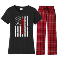 American Hockey Flag Vintage Women's Flannel Pajama Set