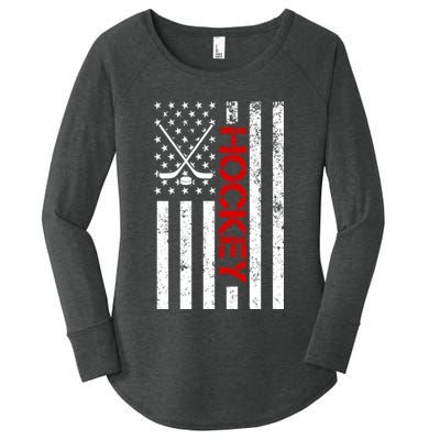 American Hockey Flag Vintage Women's Perfect Tri Tunic Long Sleeve Shirt