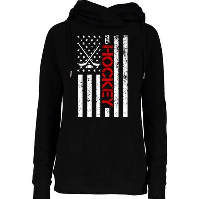 American Hockey Flag Vintage Womens Funnel Neck Pullover Hood